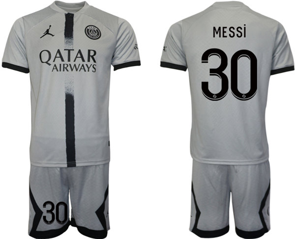 Men's Paris Saint-Germain #30 Lionel Messi 2023 Gray Soccer Jersey Suit